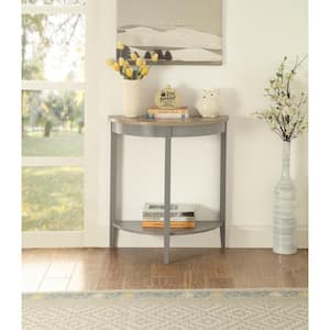 Justino 26 in. Wood Half Circle Gray Oak and Gray Console Table