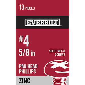 #4 x 5/8 in. Zinc Plated Phillips Pan Head Sheet Metal Screw (13-Pack)