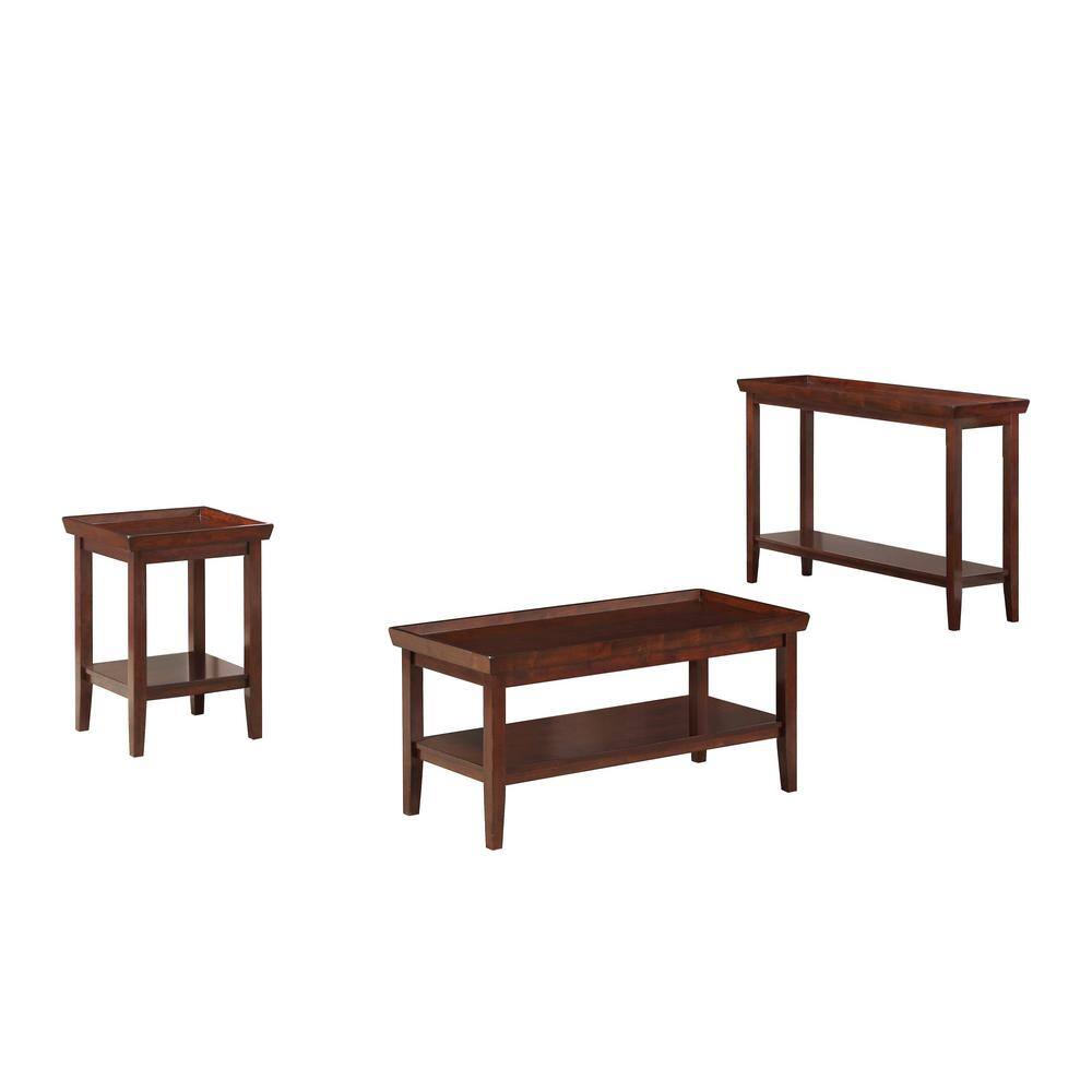 Espresso Rubberwood Console Table with Storage Shelf