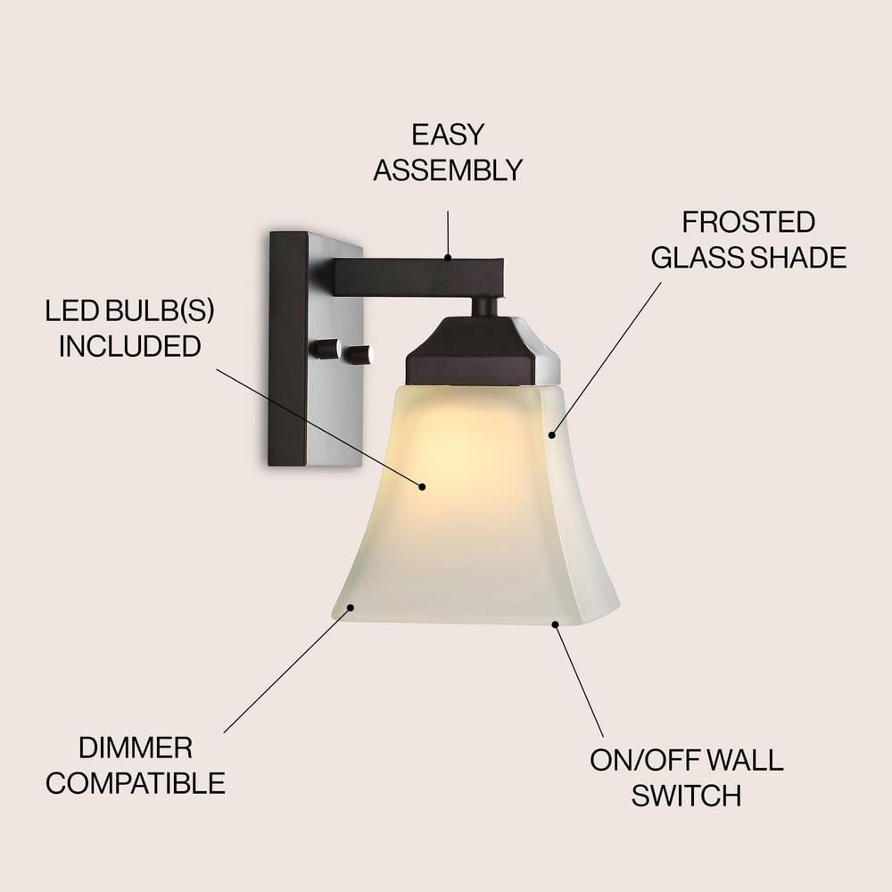 Staunton 5" Oil-Rubbed Bronze Vanity Light with White Glass Shade