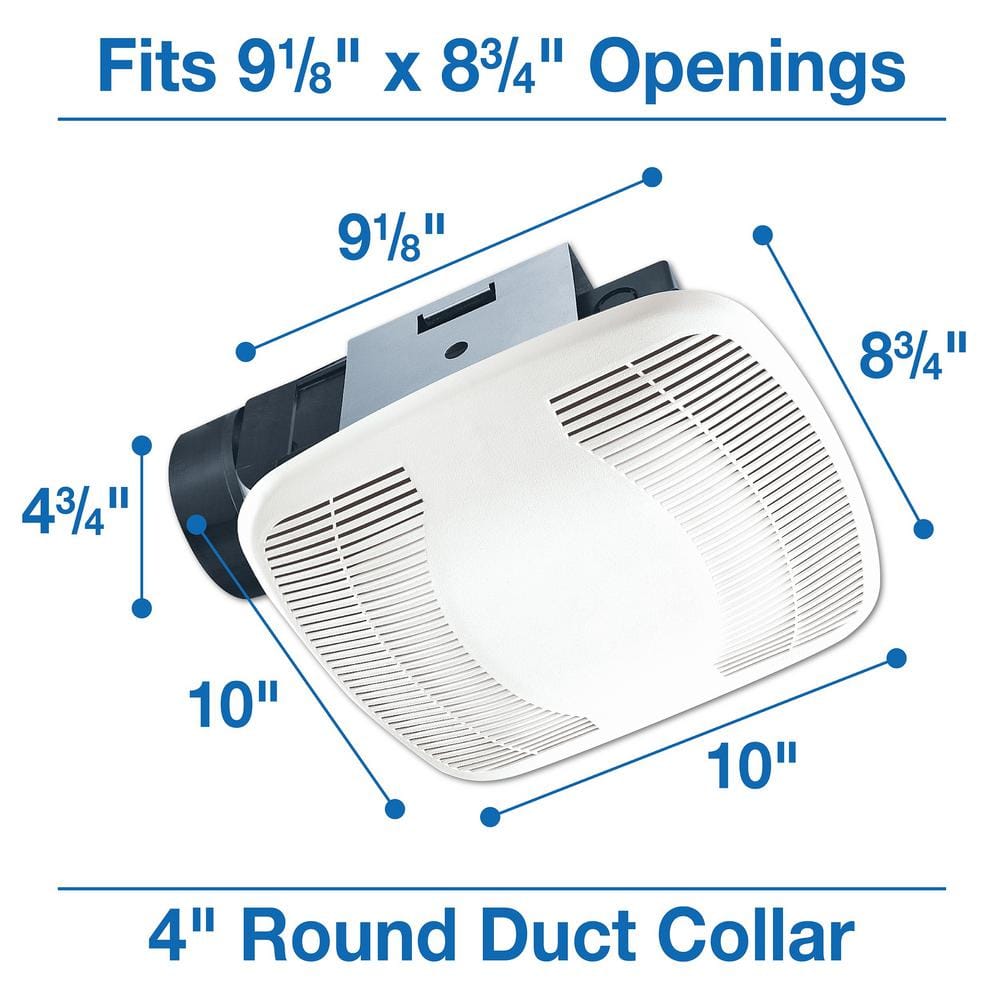 White High Impact Plastic Bathroom Exhaust Fan with 70 CFM