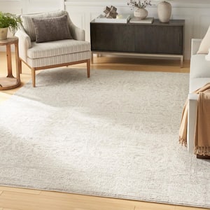 Renewed Ivory Beige 8 ft. x 10 ft. Distressed Traditional Area Rug