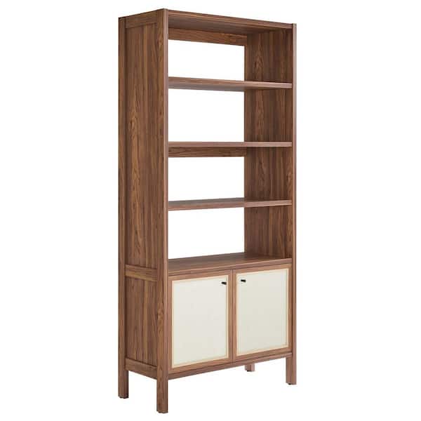 MODWAY Capri 72in. Tall 4-Shelf Wood Grain Bookcase in Walnut EEI