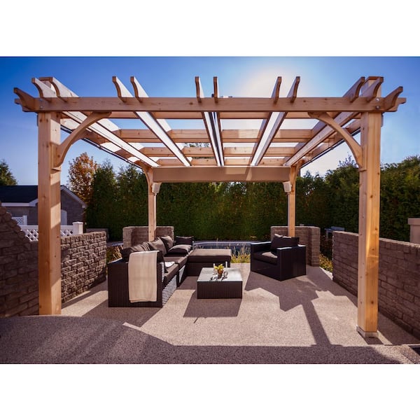Outdoor Living Today Breeze 10 ft. x 12 ft. Cedar Pergola with Retractable Canopy
