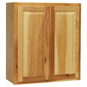 Hampton 27 in. W x 12 in. D x 30 in. H Assembled Wall Kitchen Cabinet in Natural Hickory
