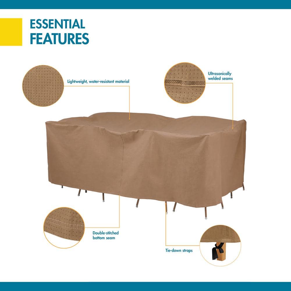 Essential Water-Resistant Brown Patio Table and Chair Set Cover