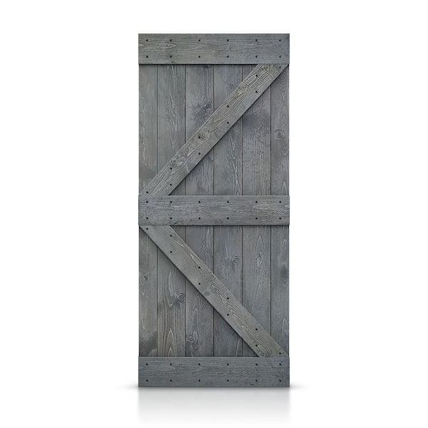 36 in. x 84 in. K Series Gray DIY Knotty Pine Wood Interior Sliding Barn Door Slab