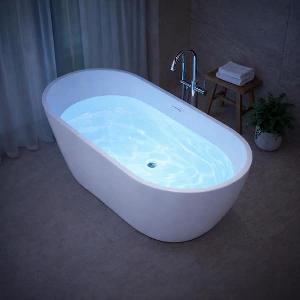 アンモナイト ANZZI Mone 59 in. L x 29 in. W Acrylic Glossy Flat bottom Soaking