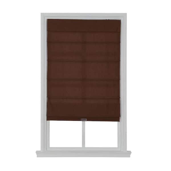 Cordless Light Filtering Fabric Roman Shade 33X64 Chocolate
