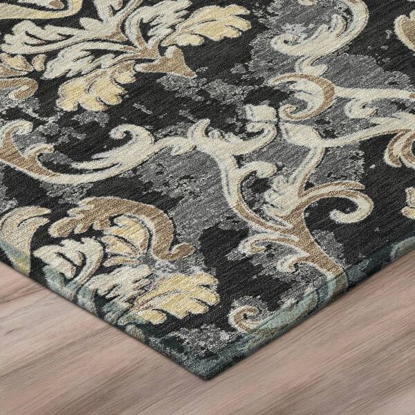 Chantille Machine Washable Indoor/Outdoor Abstract ACN3167 Black 2 ft. x 7 ft. Runner Rug