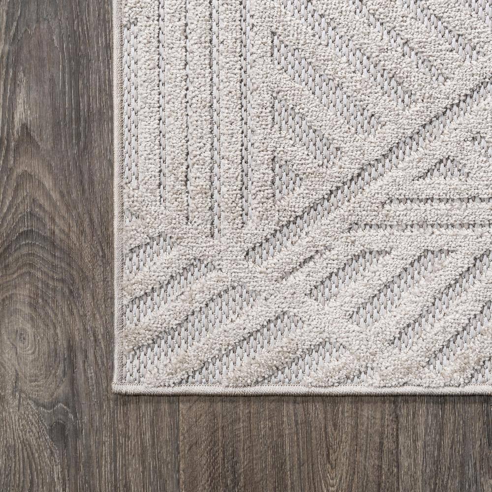 Jordan High-Low Pile Beige Geometric Indoor/Outdoor Area Rug