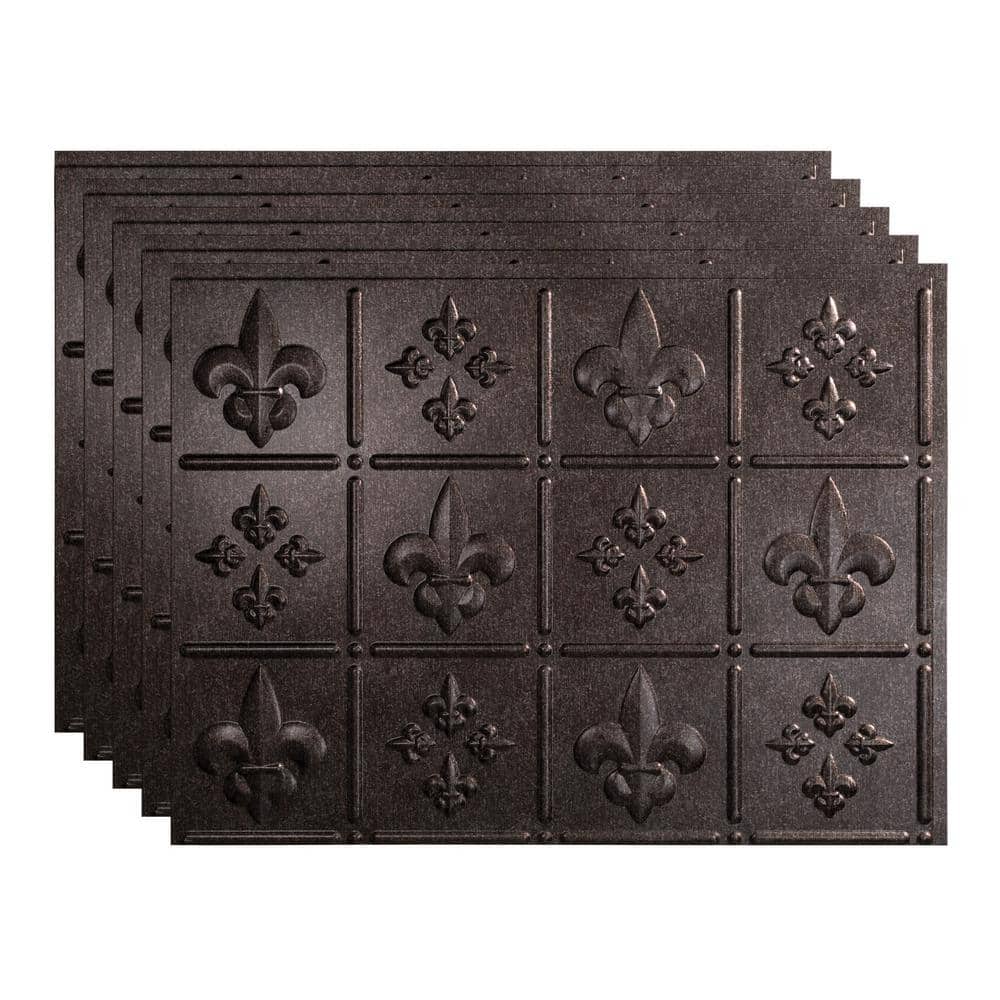 18.25 in. x 24.25 in. Fleur-de-lis Vinyl Backsplash Panel in Smoked Pewter (5-Pack) price history on PriceWatchPro