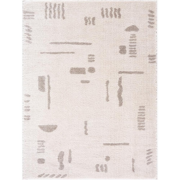 Fossay Shag Grey 3 ft. x 7 ft. Modern Indoor Area Rug