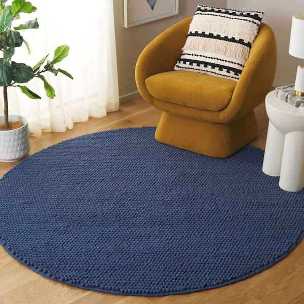 Natura Navy Blue 8 ft. x 8 ft. Gradient Round Area Rug