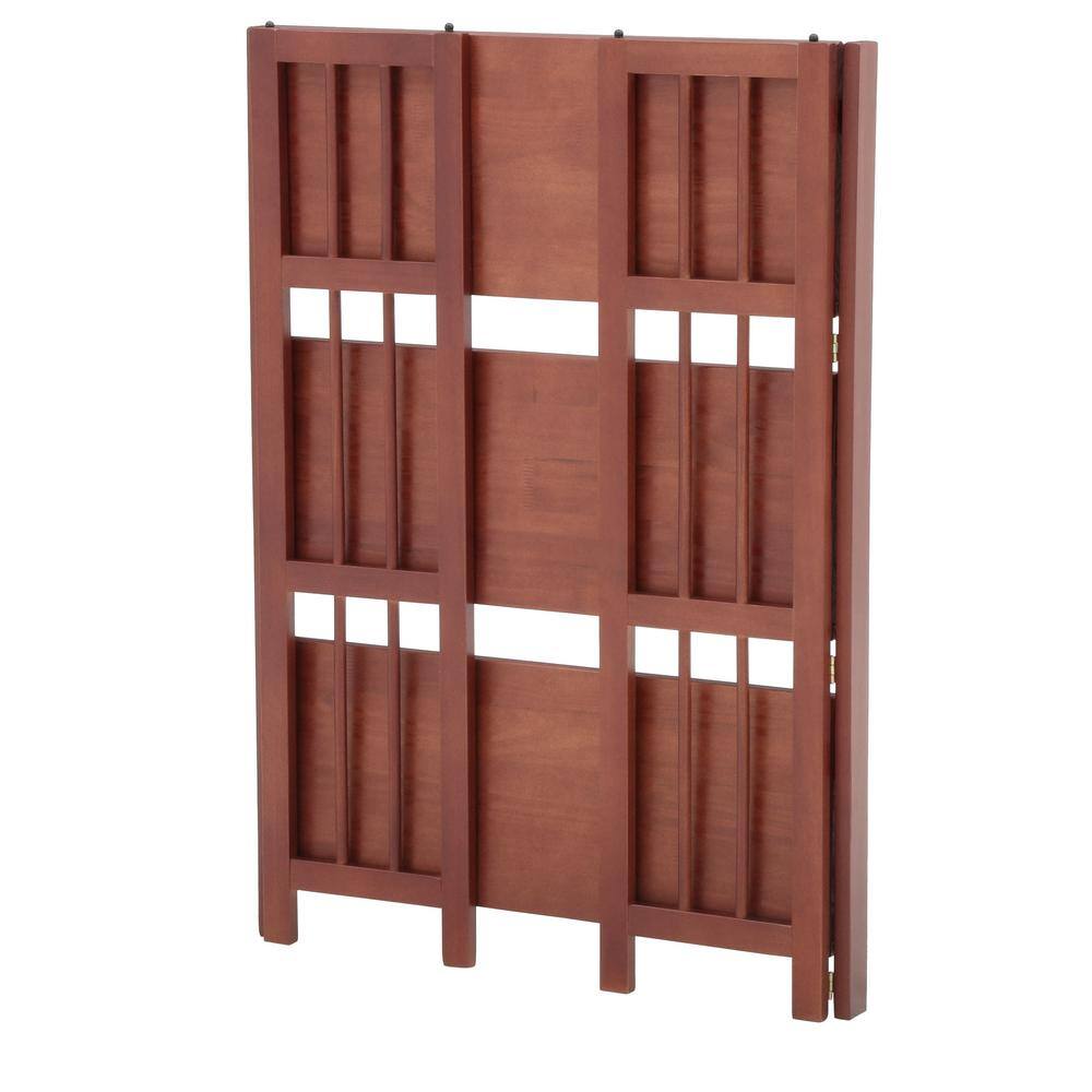 Mahogany 27.5" 3-Shelf Folding Stackable Bookcase