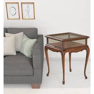 Charlie 18 in. Dark Brown Rectangle Glass End Table