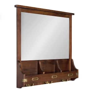 Medium Square Walnut Brown Classic Mirror (24 in. H x 24 in. W)