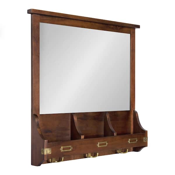 Kate and Laurel Medium Square Walnut Brown Classic Mirror (24 in. H x 24 in. W)