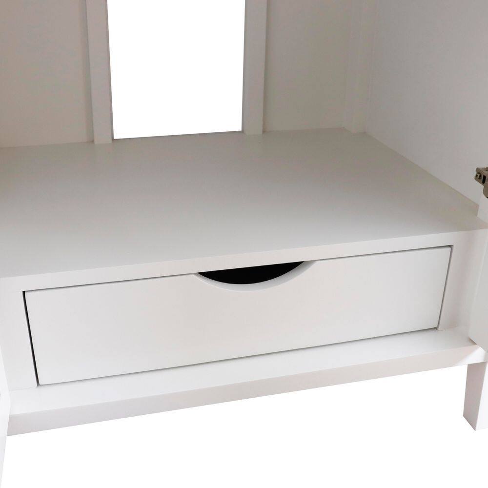 White Freestanding Single Vanity with Black Granite Top