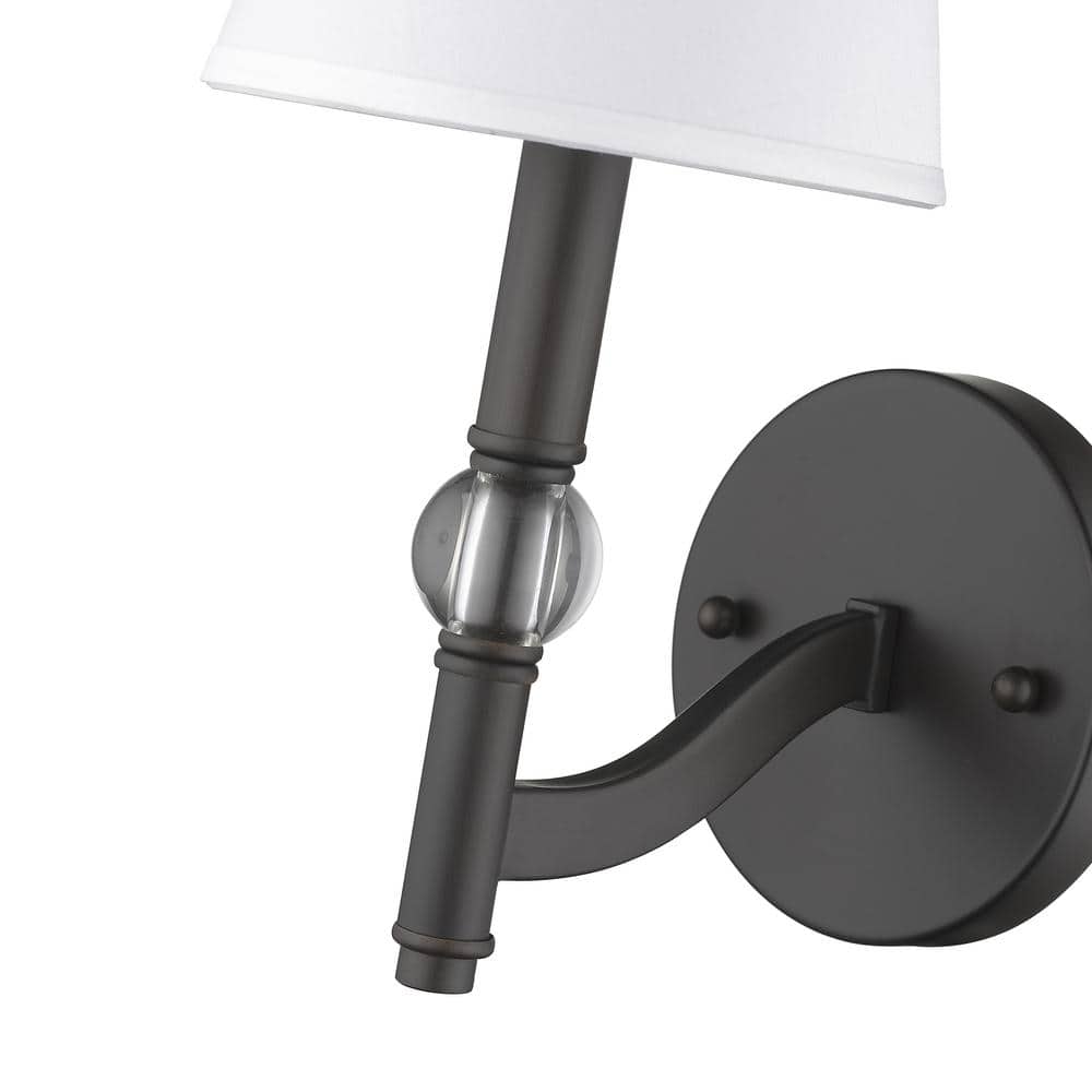 Waverly Transitional 6" Bronze Wall Sconce with Classic White Shade