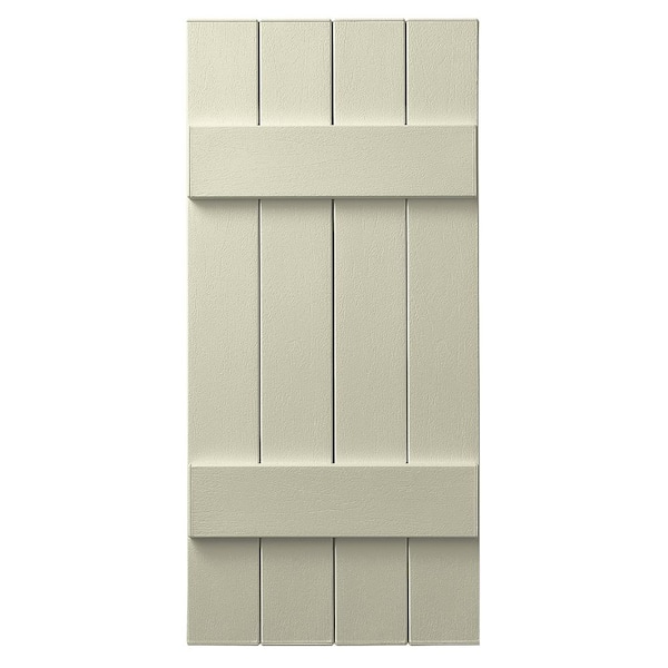 Ply Gem 15 in. x 35 in. Polypropylene 4 Board Closed Board and Batten Shutter Pair in Sand Dollar