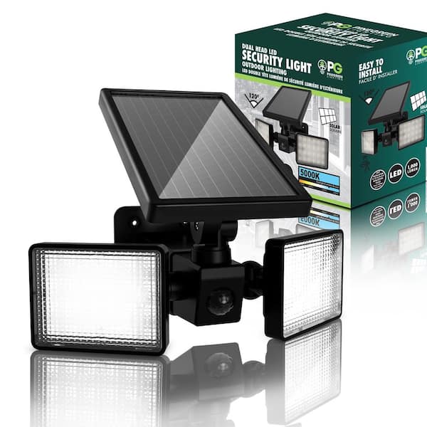 LED Solar Light Dual-Head Motion Sensor Double Spotlights Security Light Outdoor 