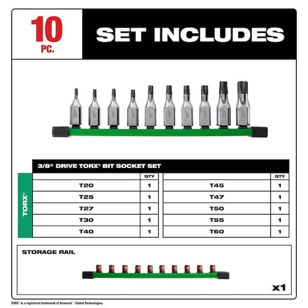 3/8 in. Drive Torx Bit Socket Set (10-Piece)