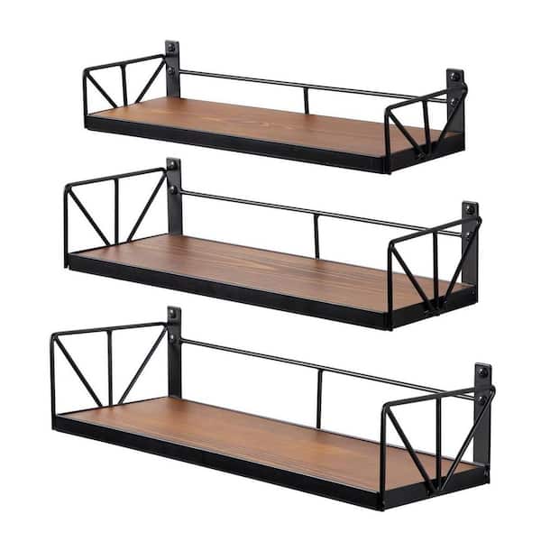 Unbranded 5.3 in. W x 3.9 in. D Brown Decorative Wall Shelf, Floating Shelves (Set of 3)