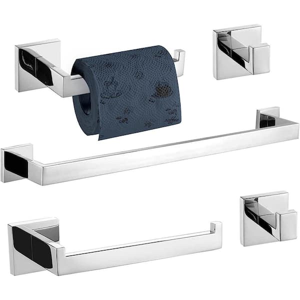 Dyiom 24 in. Wall Mounted, Towel Bar in Polished Chrome, 5-Piece