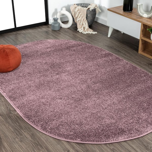 JONATHAN Y Haze Solid Low-Pile Light Purple 6 ft. x 9 ft. Oval Area Rug
