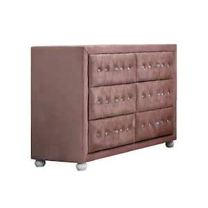 Amelia Pink 6 Drawers 40 in. Dresser