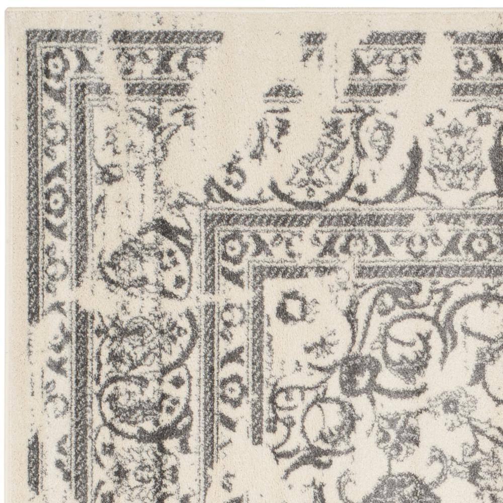 Ivory and Silver Square Synthetic Traditional Area Rug