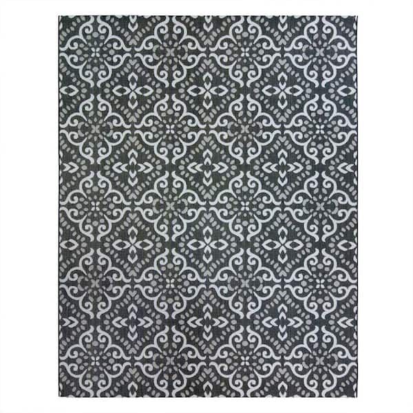 Paseo Powis Black 6 ft. x 9 ft. Trellis Indoor/Outdoor Area Rug