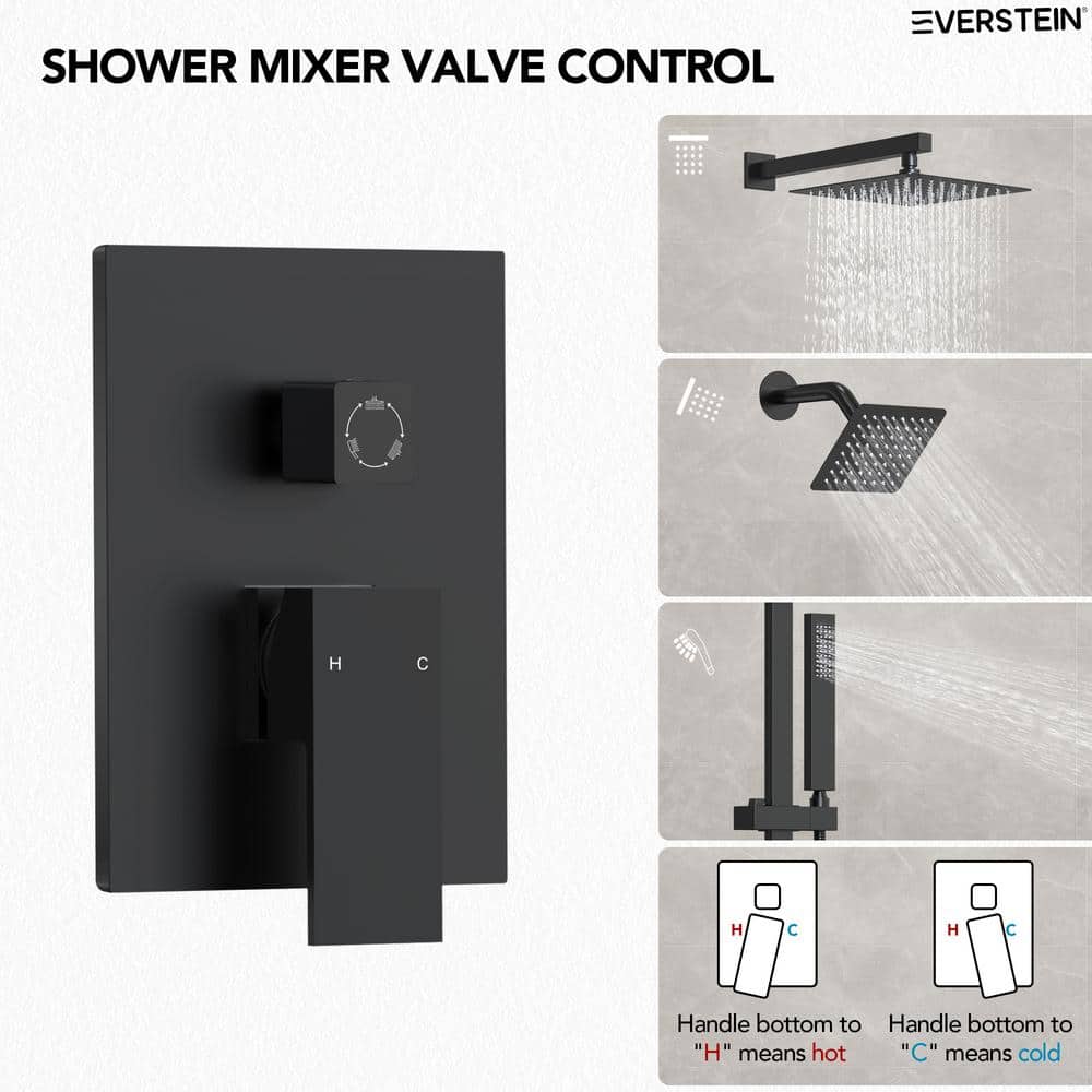 Matte Black Dual Shower Head System with Adjustable Handheld