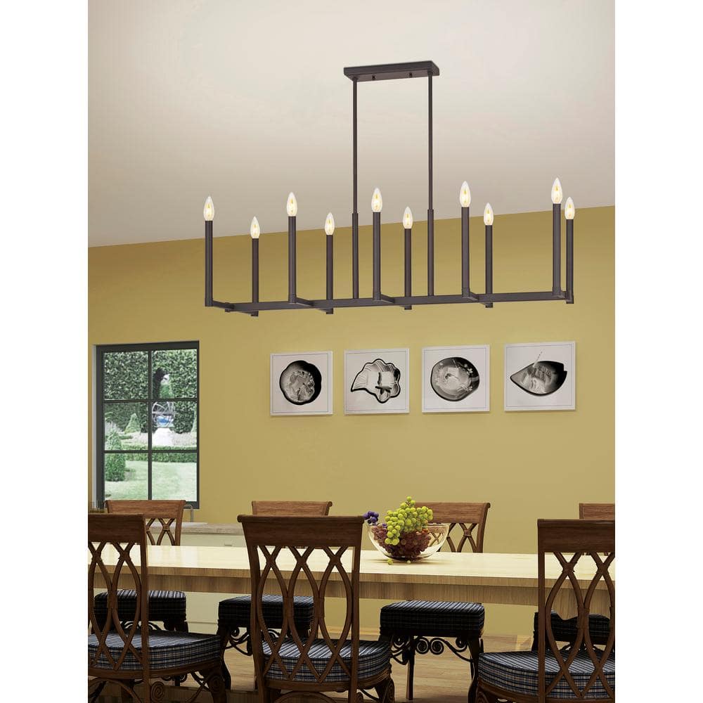 Alpine Bronze 10-Light Linear Steel Chandelier