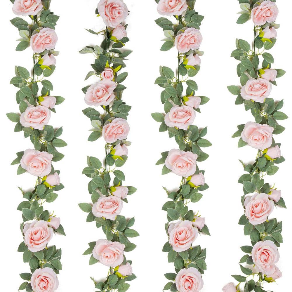 78 in. Pink Artificial Rose Vine Fake Flower Garland Fake Silk Rose Hanging