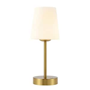 Carson 12.75 in. Brass Gold/White Modern Minimalist Iron Rechargeable Integrated LED Table Lamp