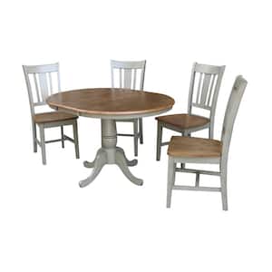 Laurel 5-Piece 36 in. Hickory/Stone Extendable Solid Wood Dining Set with San Remo Chairs