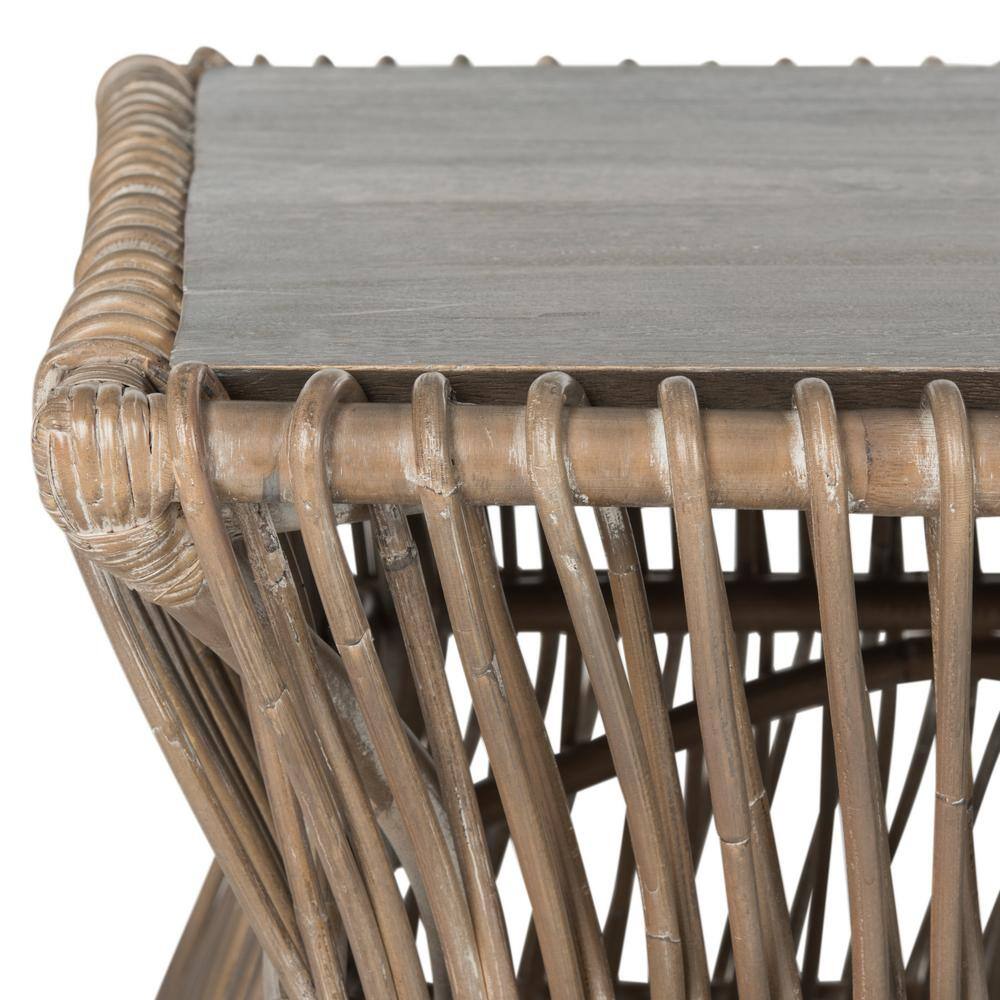 Gray Rectangular Wood and Metal Coffee Table