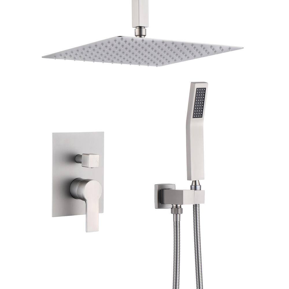 Single Handle 1-Spray Ceiling Mount 12in. Shower Faucet 1.8 GPM with Pressu
