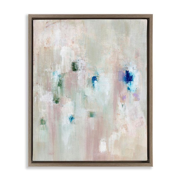 Stupell Industries Neutrals with Blue Spots by Nikita Jariwala Brown Floater Frame Abstract Graphic Art Print 31 in. x 25 in.