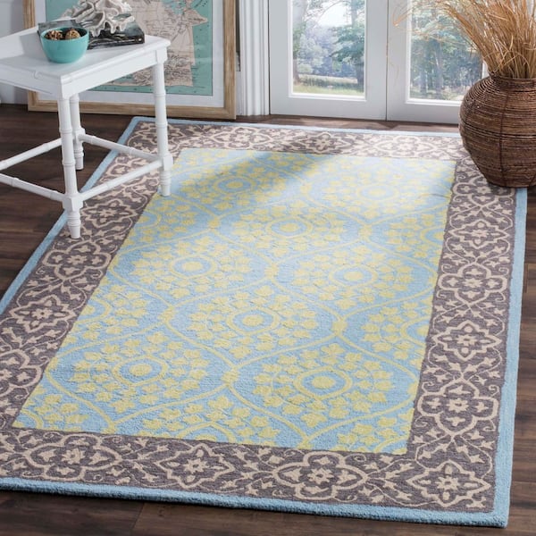 Suzani 5 ft. x 5 ft. Chocolate/Yellow Trellis Ornate Border Square Area Rug