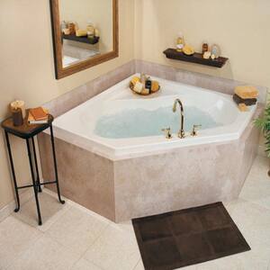 Cavalcade 60 in. Acrylic Center Drain Corner Drop-In Soaking Bathtub in White