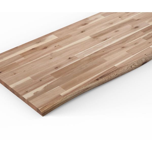 Interbuild 8 ft. L x 25.5 in. D, Unfinished Acacia Butcher Block  Countertop, with Live Edge