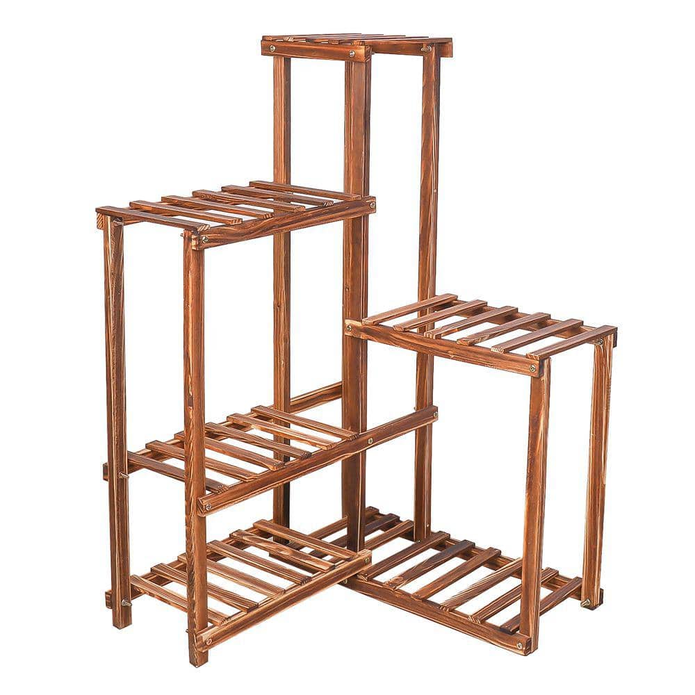 6-Tier Corner Plant Stand 39.7 in. Wooden Flower Pot Rack Display Holder Sh