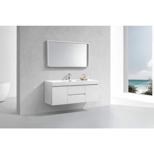 Bath Vanity In High Gloss White, Bathroom Vanity Top With Sink 60 Inch Height