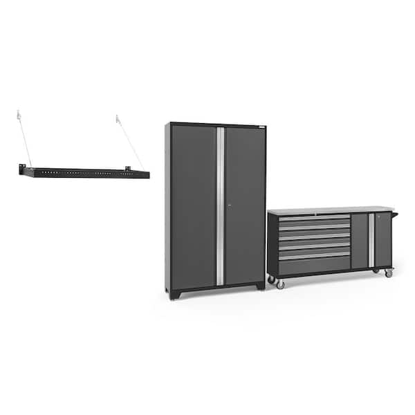 NewAge Products Bold Series 2-Piece 24-Gauge Stainless Steel Garage Storage System in Gray (104 in. W x 77 in. H x 18 in. D)