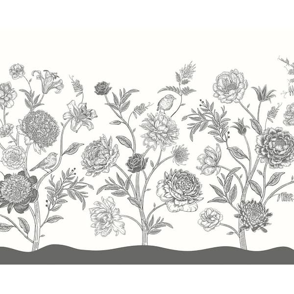 19.7 in. x 0.025 in. Black Animals Origin Murals Jacobean Rose Trail Black Wall Mural