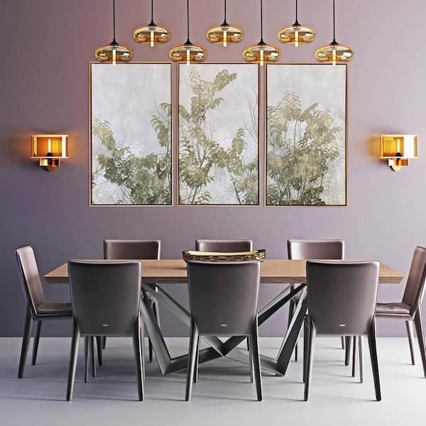Gallery 57 Asian Branches Triptych 16x24 3-pc Floating Frame Canvas -  9906955