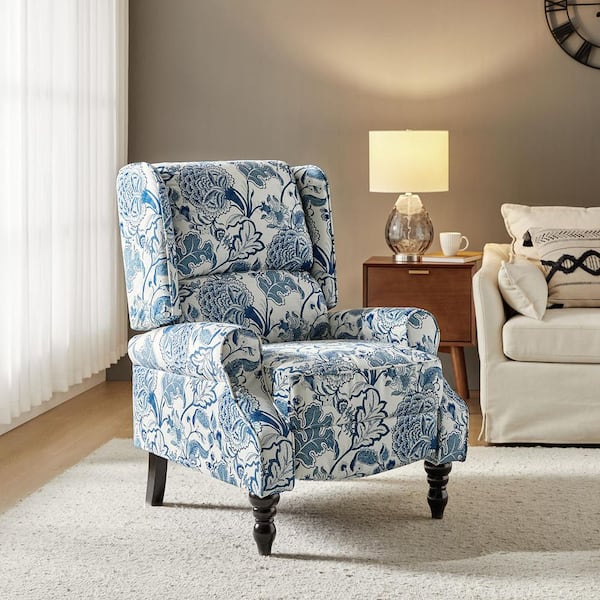 JAYDEN CREATION Bogazk Contemporary Classic Jacobean Upholstered Standard Manual Wingback Recliner With Solid Wood Legs